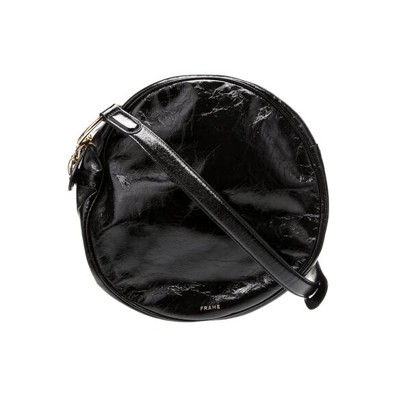 FRAME Blini Circle Medium Patent Leather Bag ~ Black - Picture 1 of 11